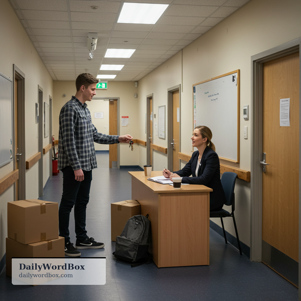 check out of: to leave a place where you were registered or assigned (such as a dorm or rental) and complete the leaving pro…