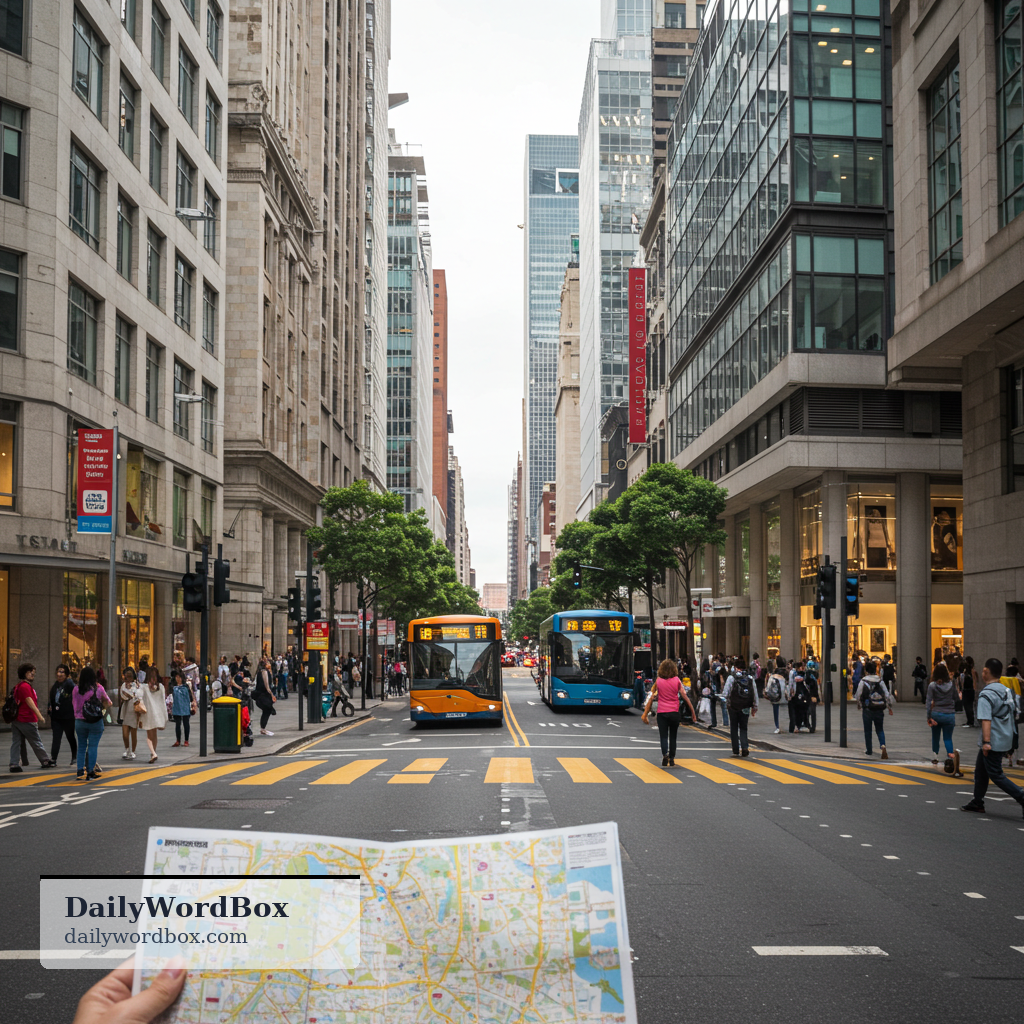 city center: the central area of a city where shops, offices, and main attractions are located