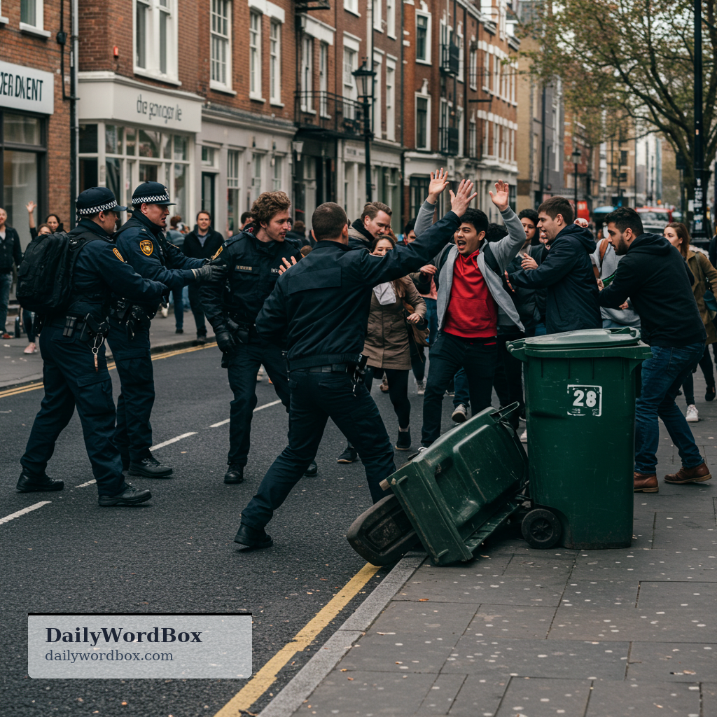clash: to fight or come into violent confrontation, especially between groups