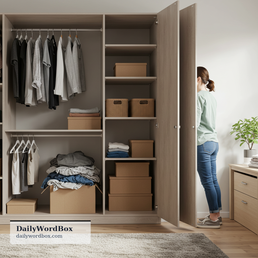 clean out: To remove everything from a room, container, or space; to empty it completely (often while tidying).