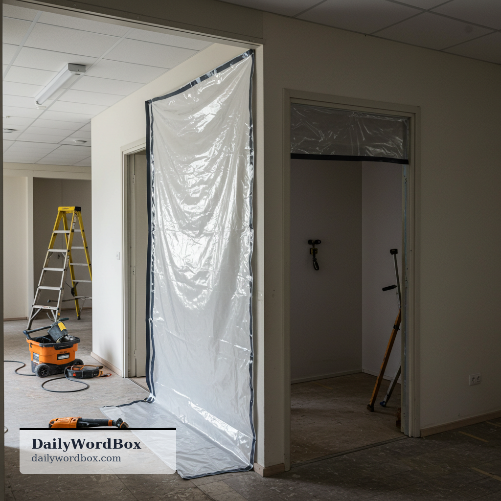 close off: To separate part of a room or space by putting up a barrier so it is not accessible.