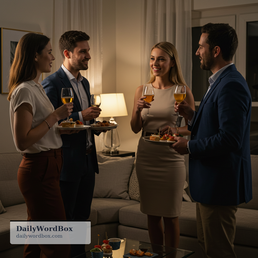 cocktail: A small social gathering where drinks and light snacks are served, often before a larger event.