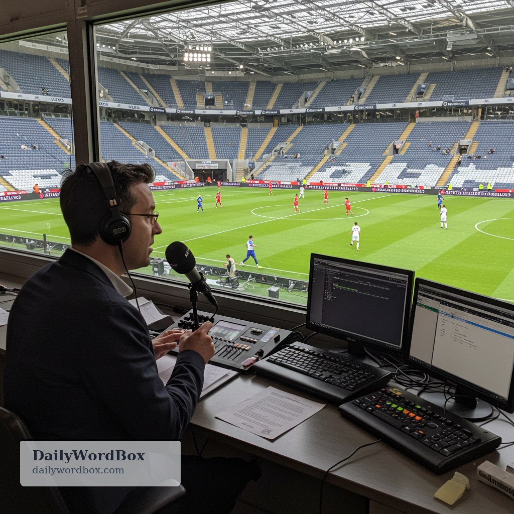 commentary: Live spoken description of what is happening, especially during a sports event