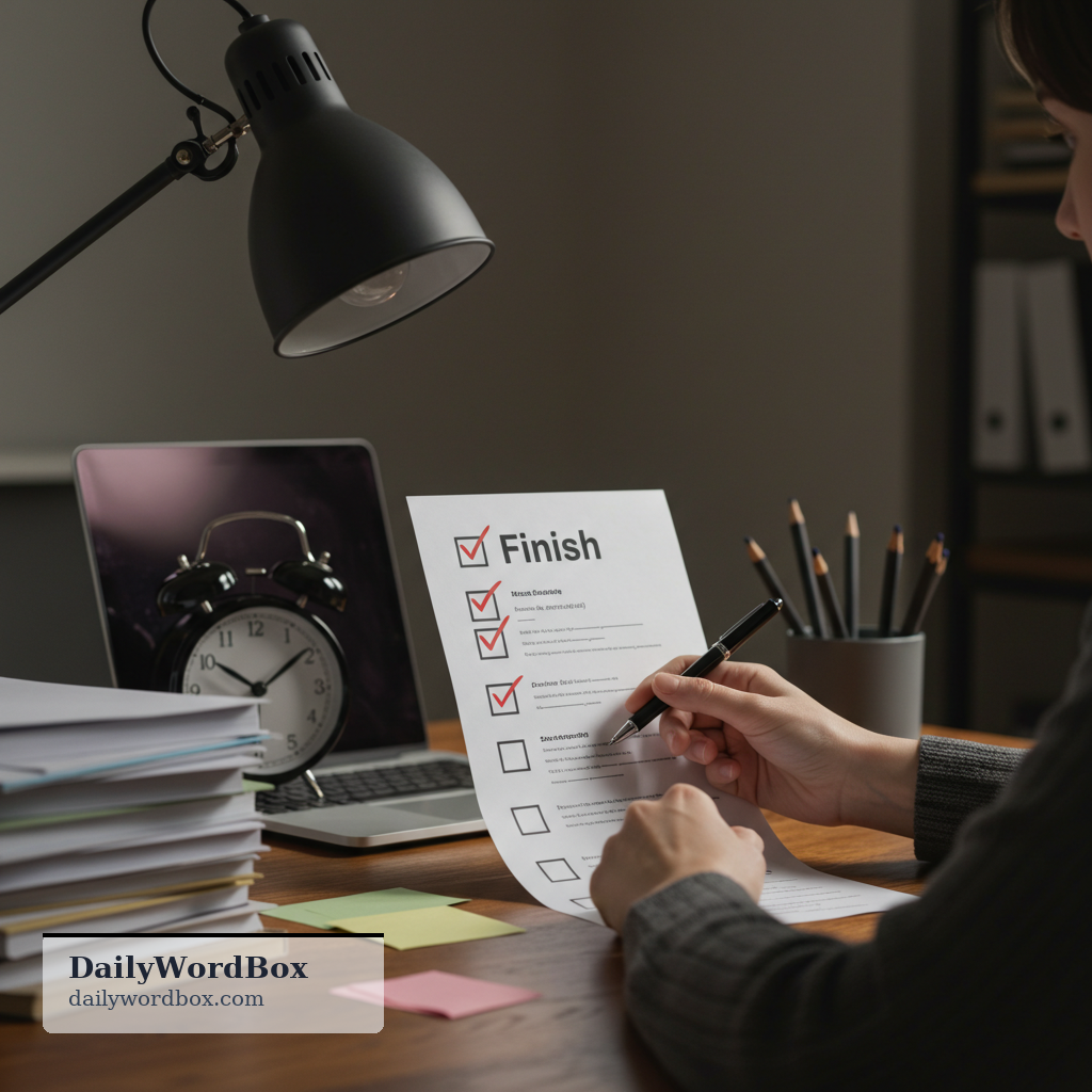 complete a task: finish a piece of work or an assigned job successfully