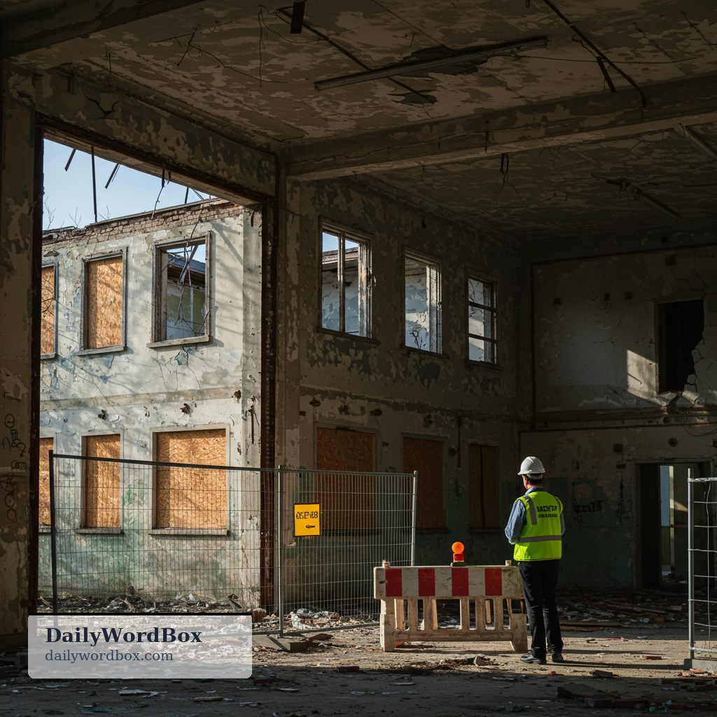 condemn: To officially declare that a building or structure is unsafe and must not be used.