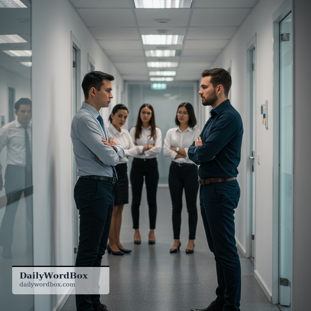 confrontation: a direct, tense meeting or situation where people argue or challenge each other