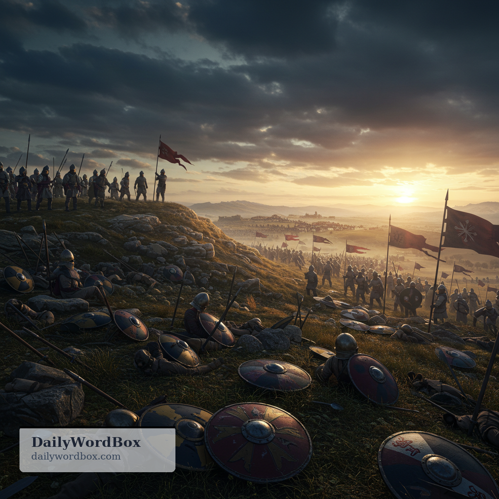 conquer: To defeat an enemy or take control of a place or people by force.