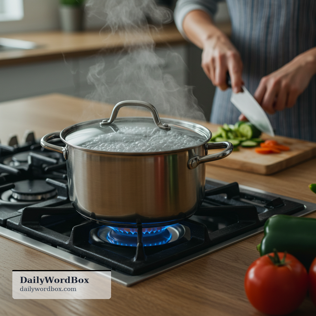 cook away: to continue cooking for a period of time, often steadily