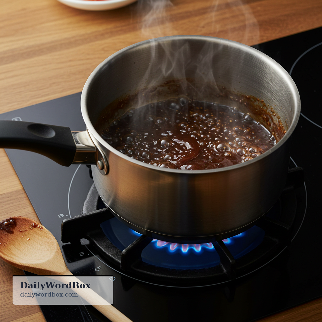 cook away: to cook until the liquid reduces or the mixture thickens over time
