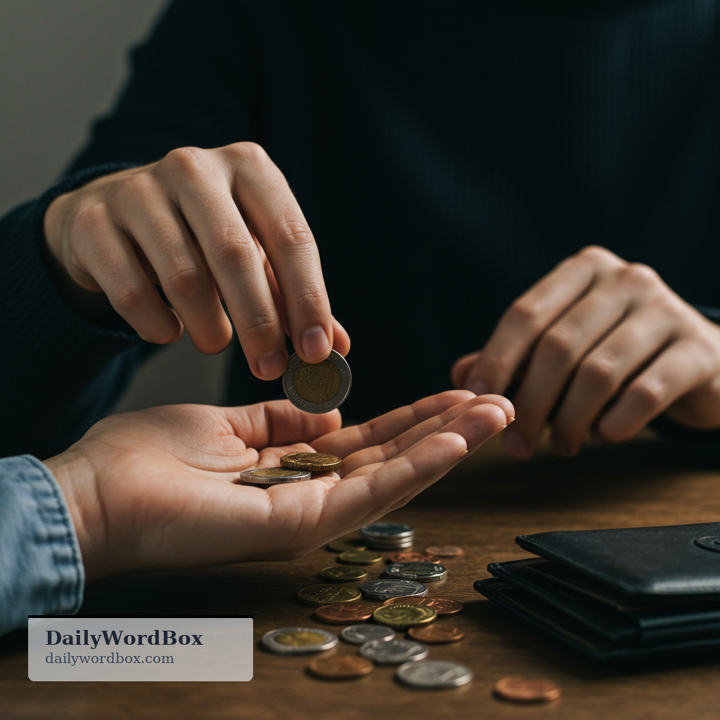 count out: to count items one by one and hand them over as a set amount