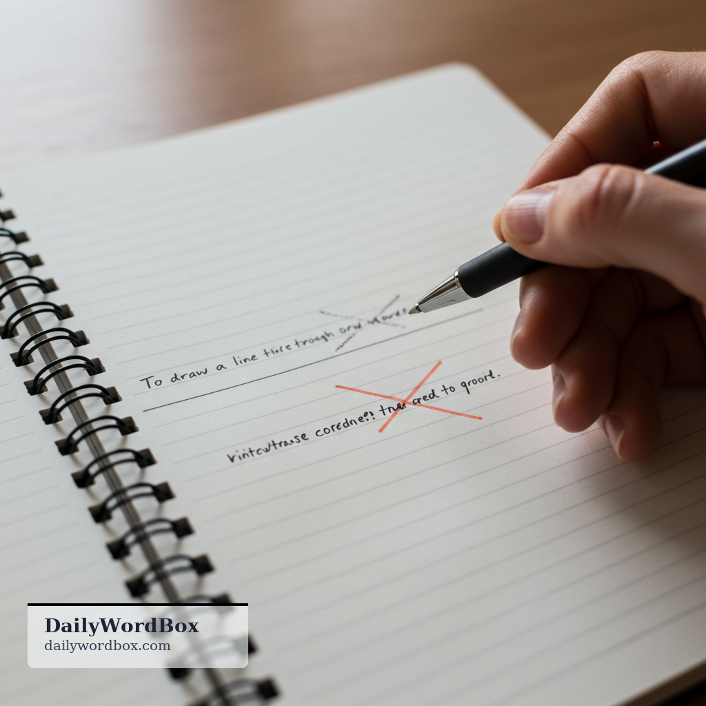 cross out: To draw a line through written or printed words to show they should be deleted or ignored.