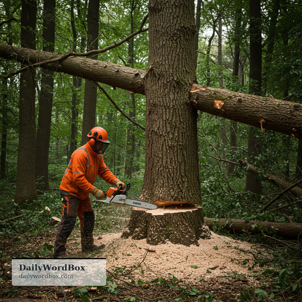 cut down: to cut a tree so that it falls