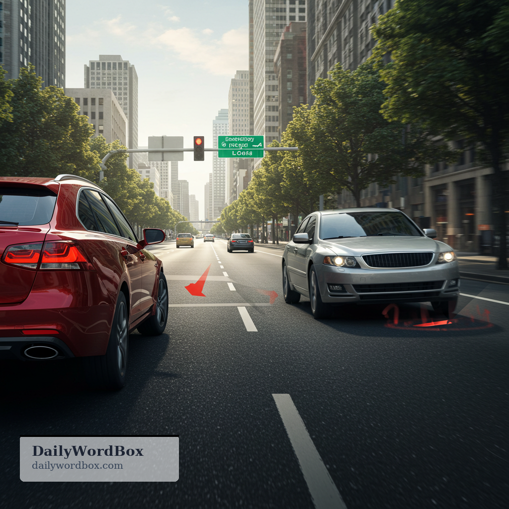 cut in: to move suddenly in front of another vehicle while driving
