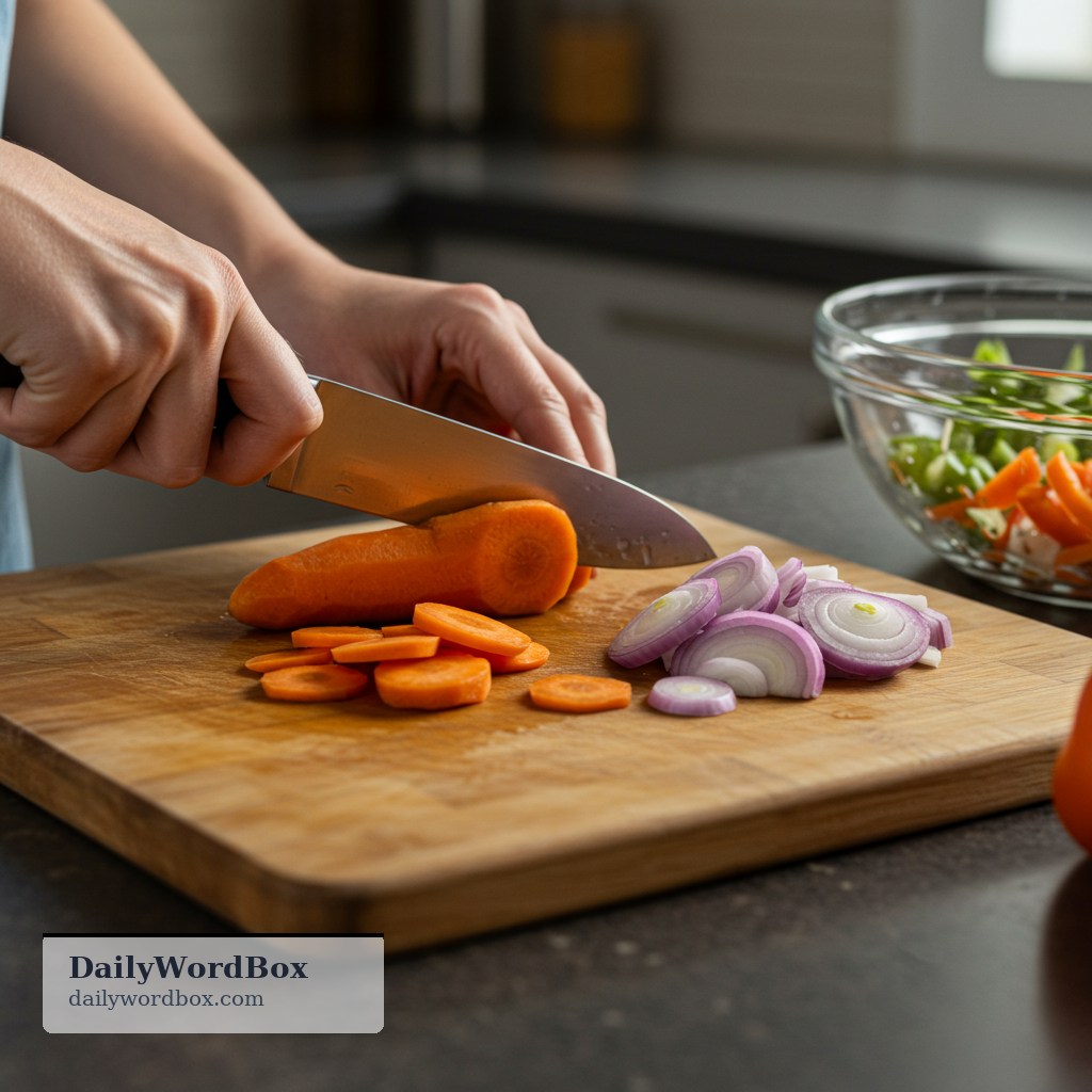 cut up: To cut something into smaller pieces.