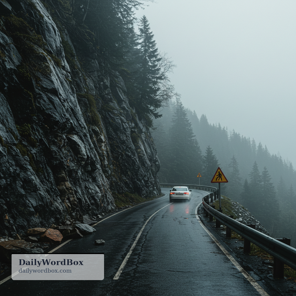 dangerous road: a road that is unsafe to travel on because of hazards such as sharp bends, poor visibility, bad weather, hea…