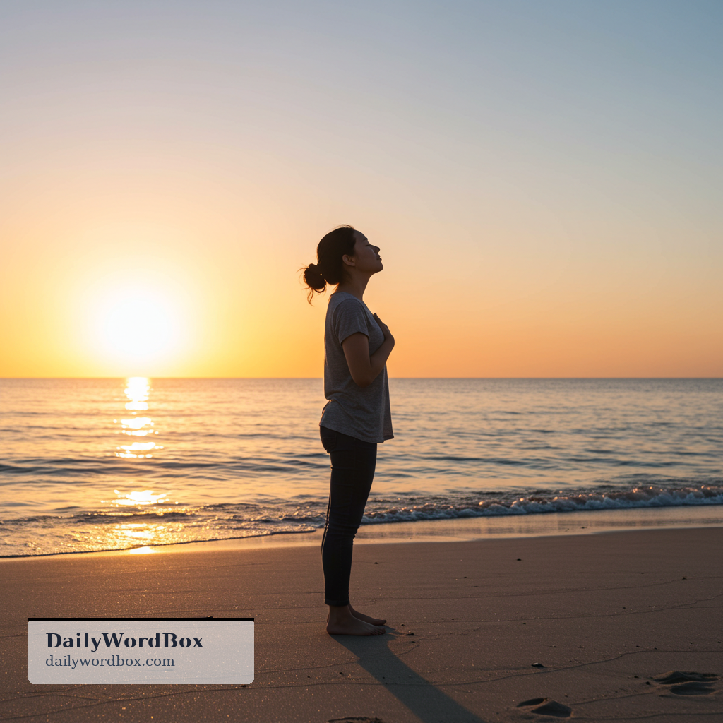 deep breath: a long, full breath, often taken to calm down or prepare for something difficult