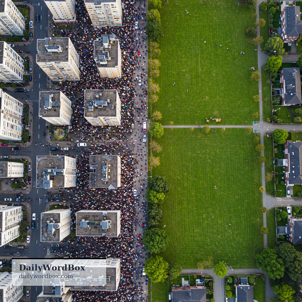 density: the degree to which people, buildings, or objects are crowded into a particular area