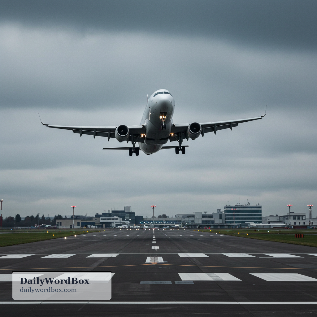 descend: (of an aircraft) to go down toward the ground, especially to land