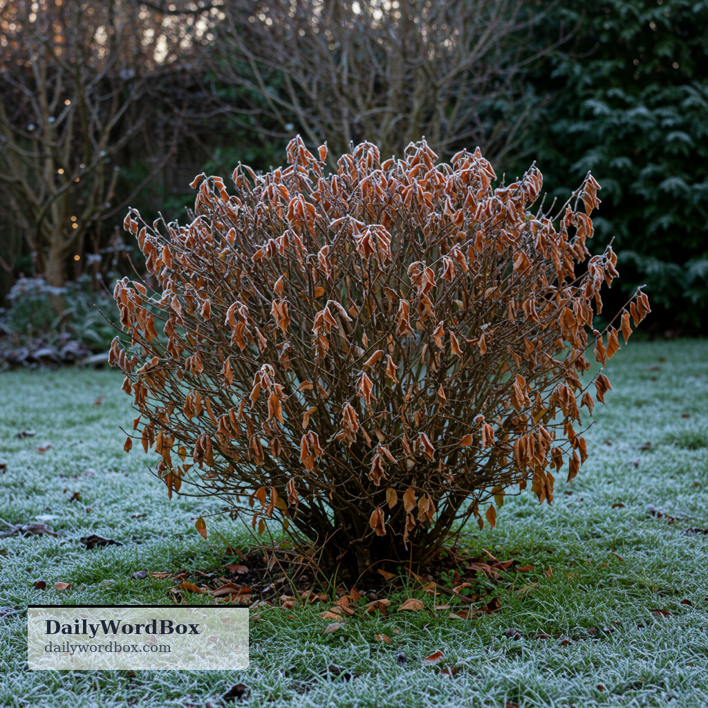 die back: (Of a plant) to have its leaves, stems, or branches die, often from the tips, usually because of cold, dryness, or…