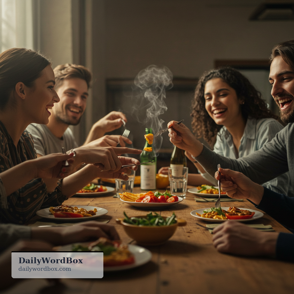 dig into: to start eating eagerly