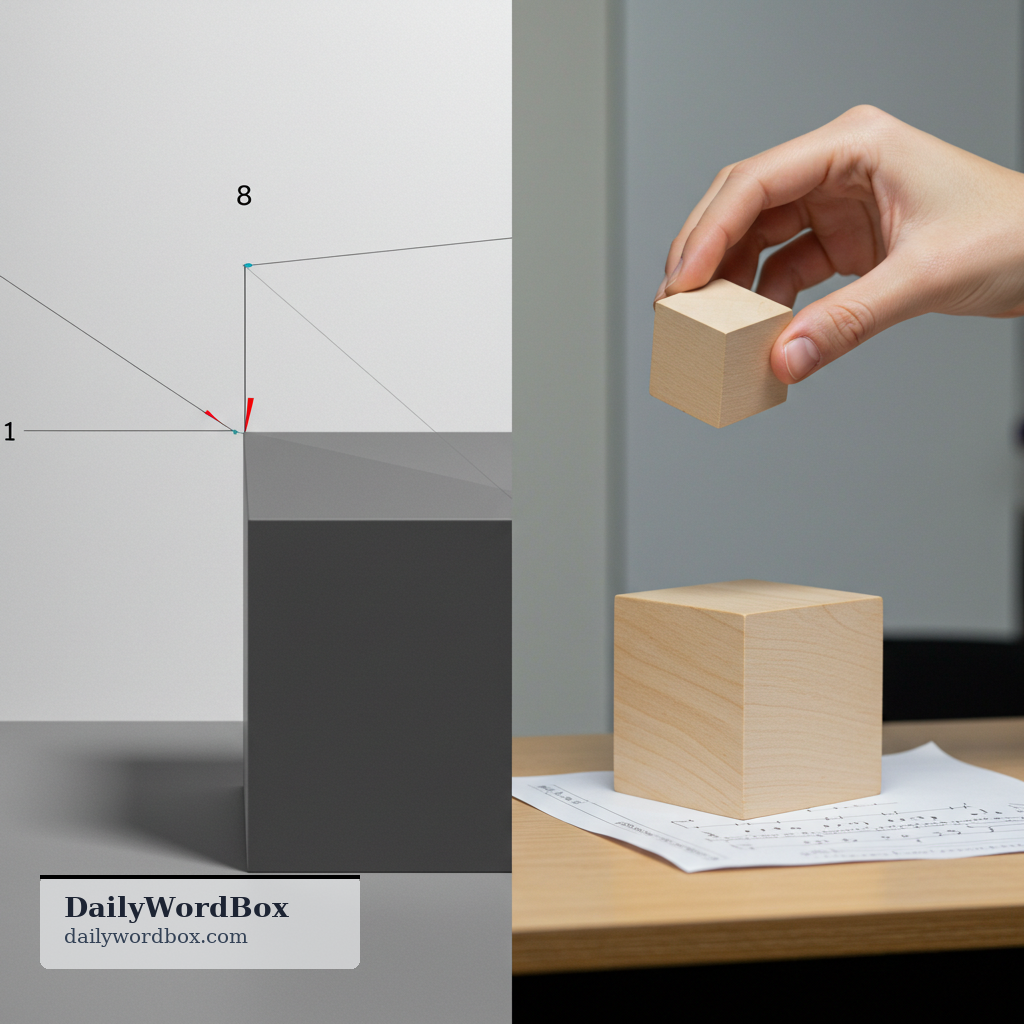 dimension: a way of describing space by the number of directions needed (e.g., two-dimensional or three-dimensional)