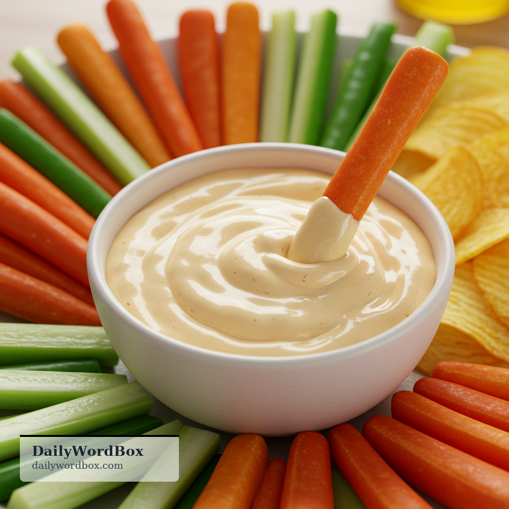 dip: a thick sauce eaten with pieces of food dipped into it