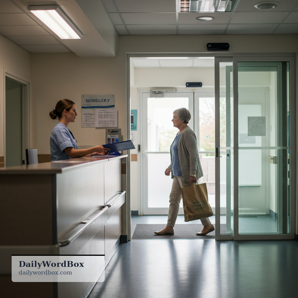 discharge: to release someone from a job, duty, or a place such as a hospital; the act of doing this