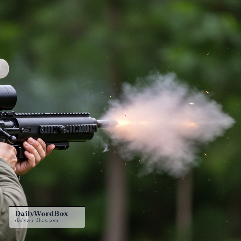 discharge: to fire a weapon; the act of firing
