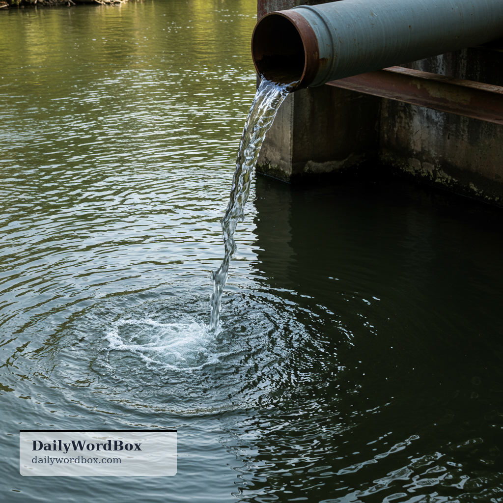 discharge: to let a substance or energy flow out, especially liquid, gas, or electricity; the act of this happening