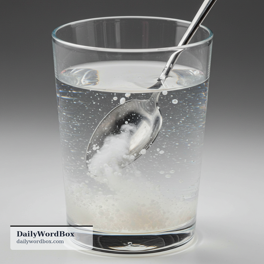 dissolve: To mix a solid into a liquid so that it becomes part of the liquid and is no longer visible as separate pieces.