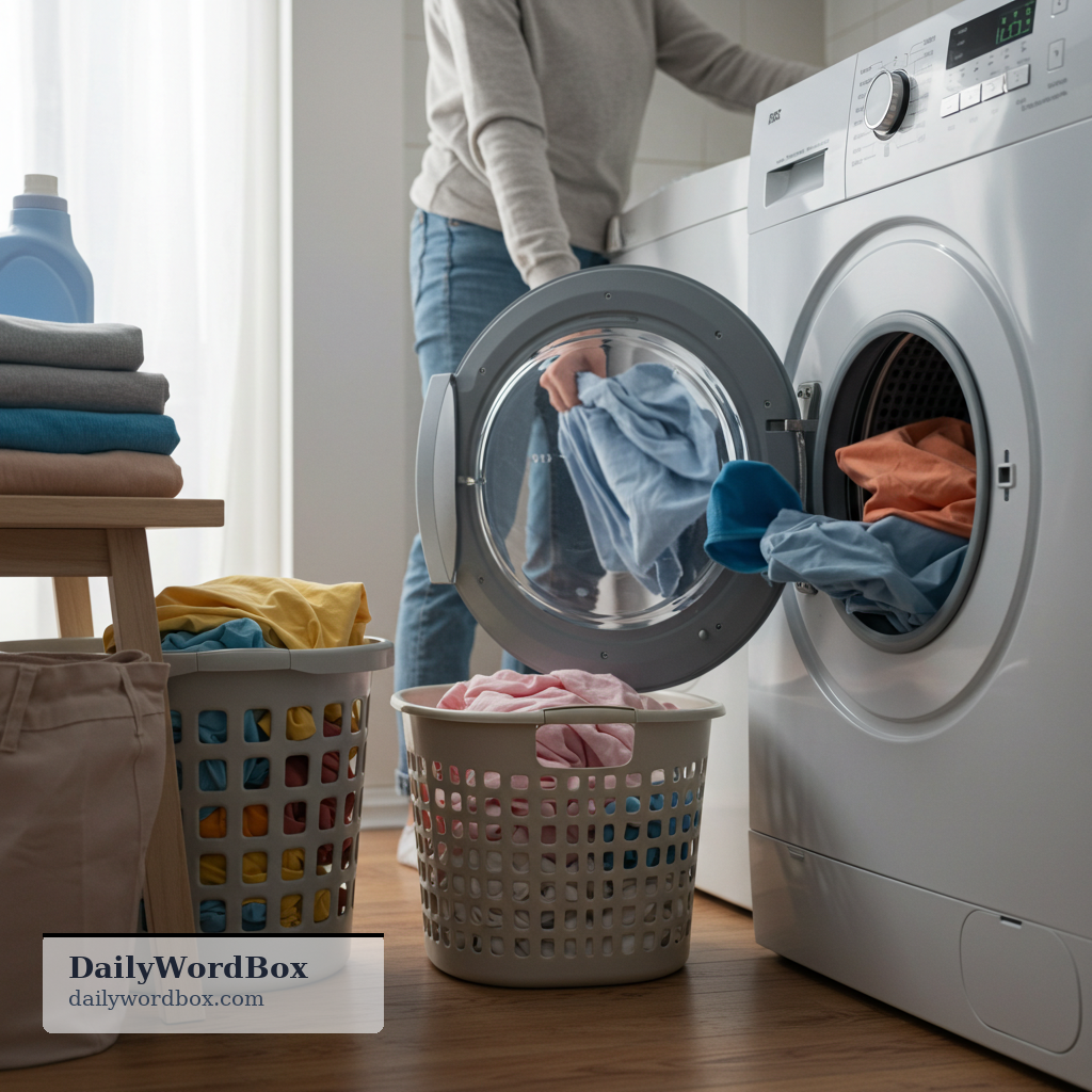 do the laundry: to wash, dry, and often fold clothes and other washable items