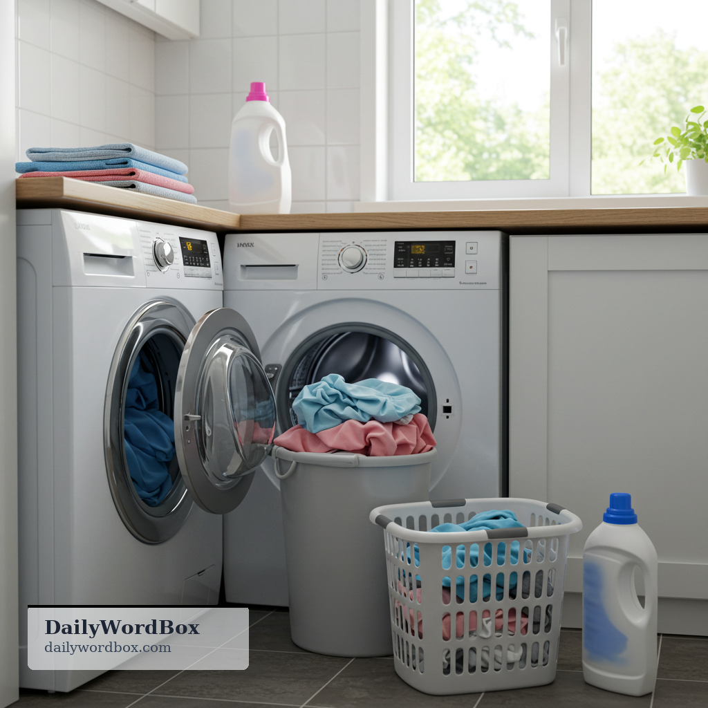 do the washing: to wash clothes and other laundry (usually by machine or by hand) as a household chore