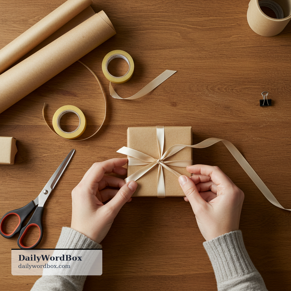 do up: To wrap, tie, or prepare something so it is neatly packaged or ready to give or send.
