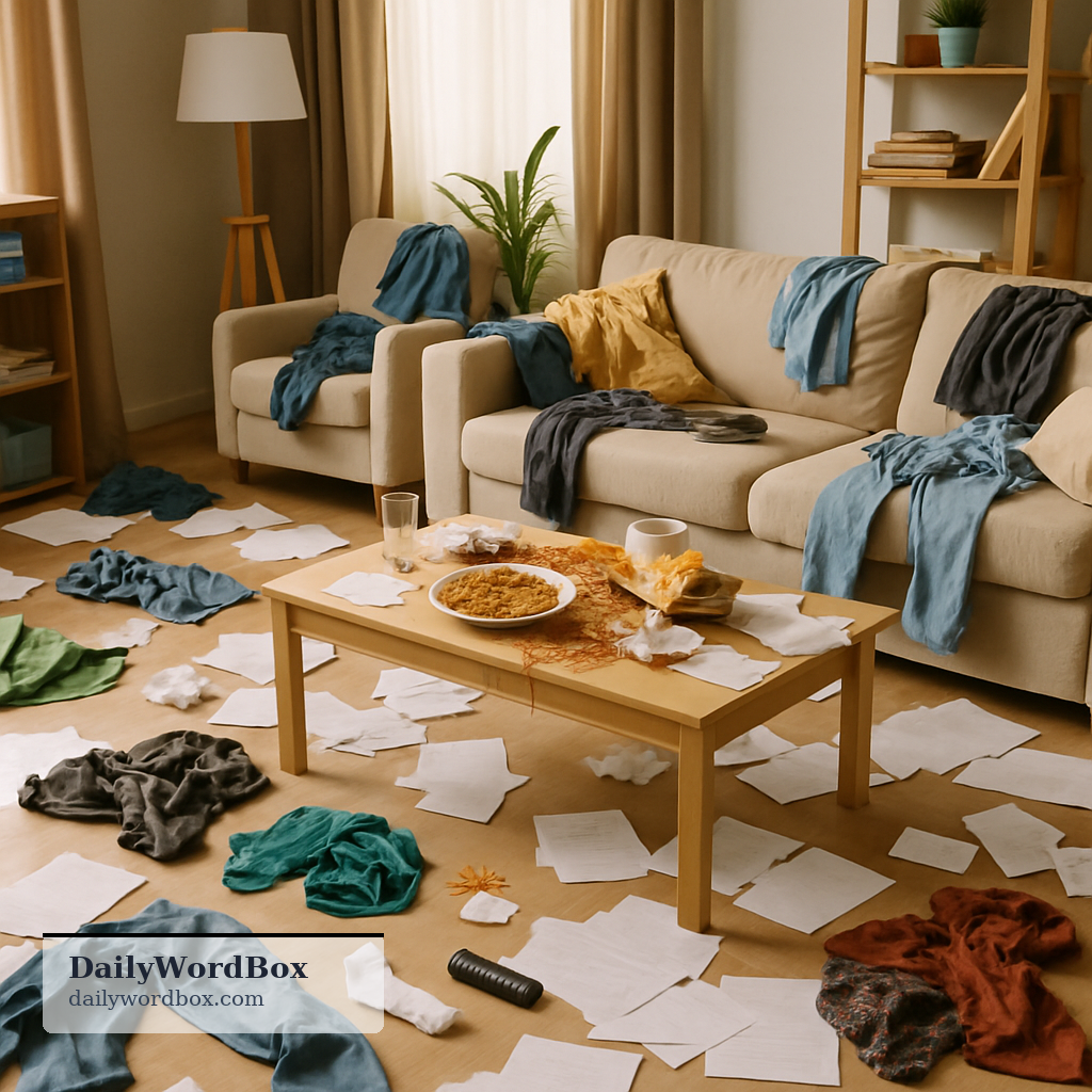 dog's dinner: Something that is messy, untidy, or badly organized.
