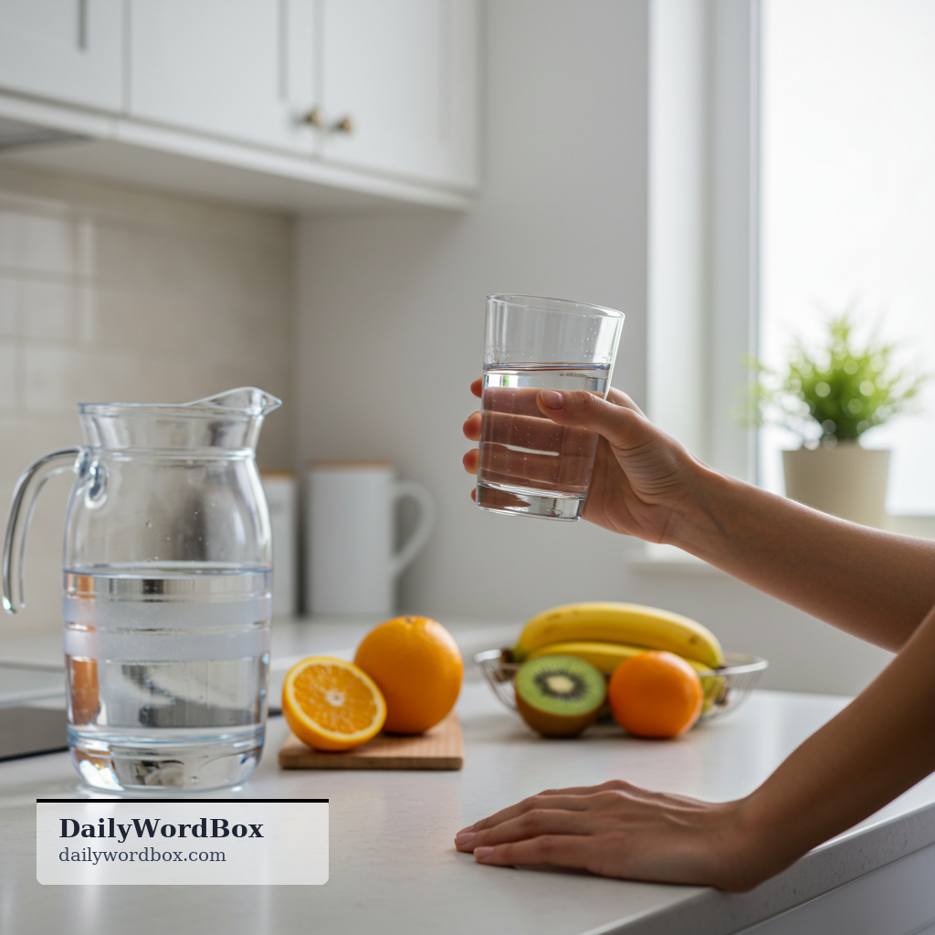 drink water: to consume water as a beverage, often for hydration or health