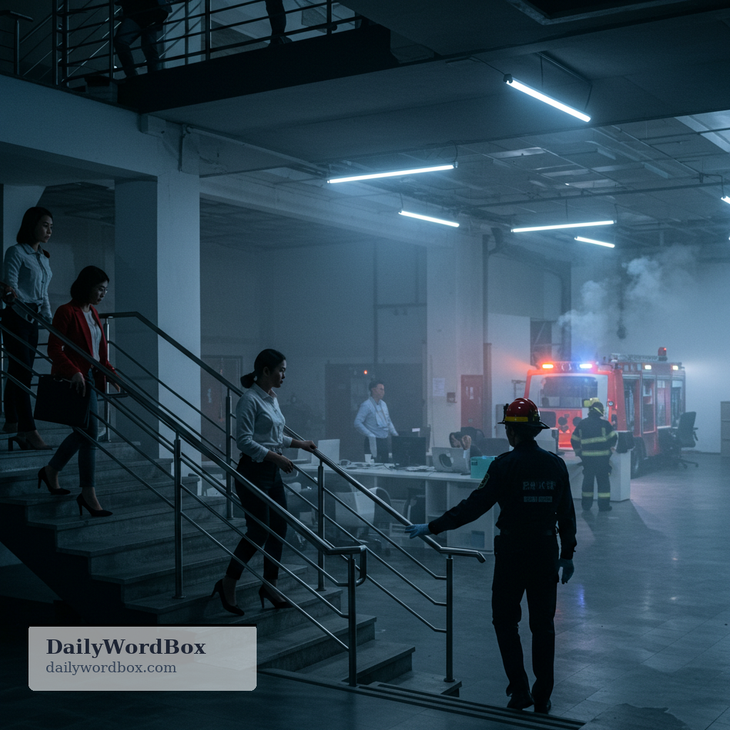 evacuate: to clear a building or area so that no one remains inside, especially during an emergency