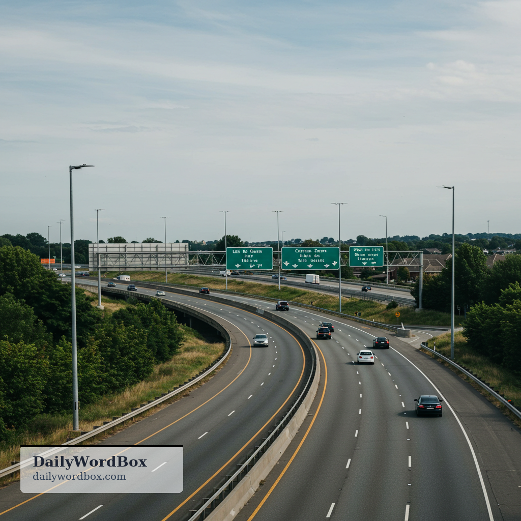 exit: a place on a highway where you can leave the main road