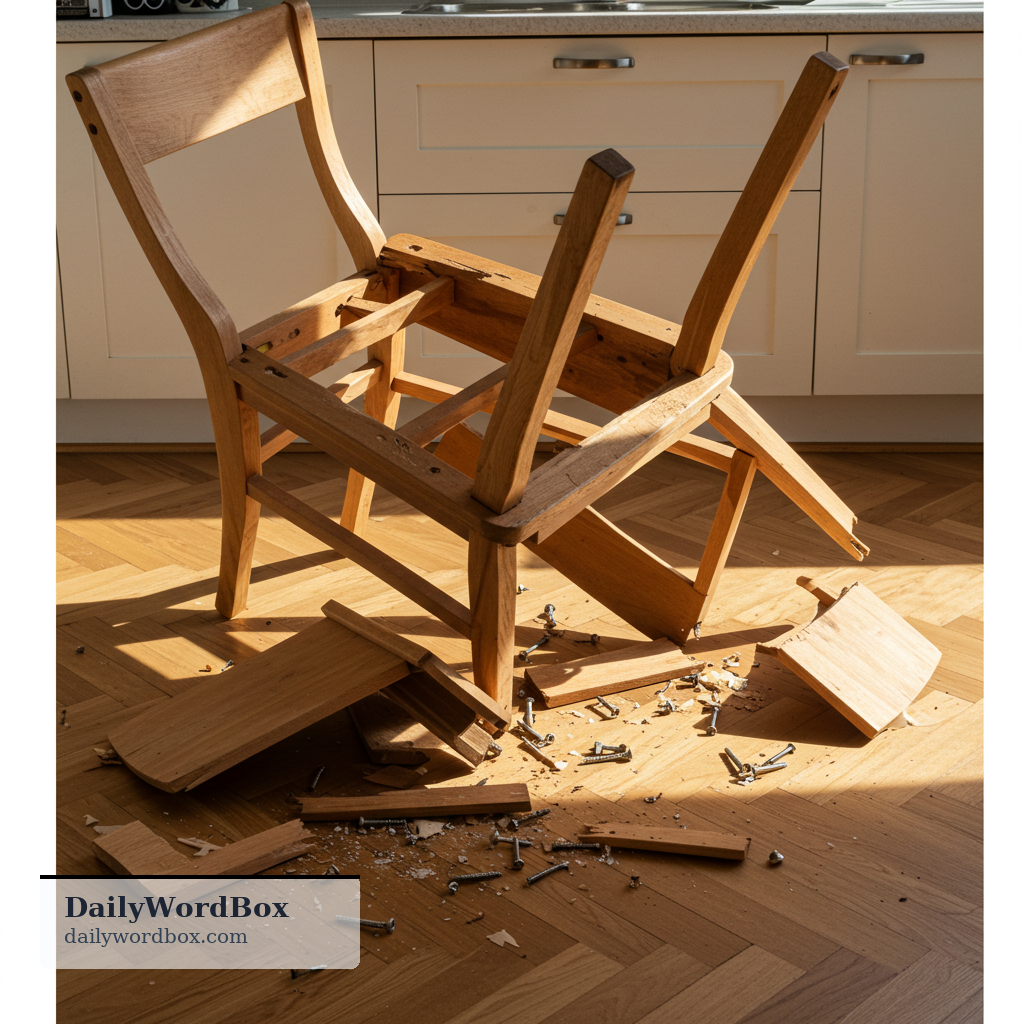 fall apart: To break into pieces or become loose and ruined.