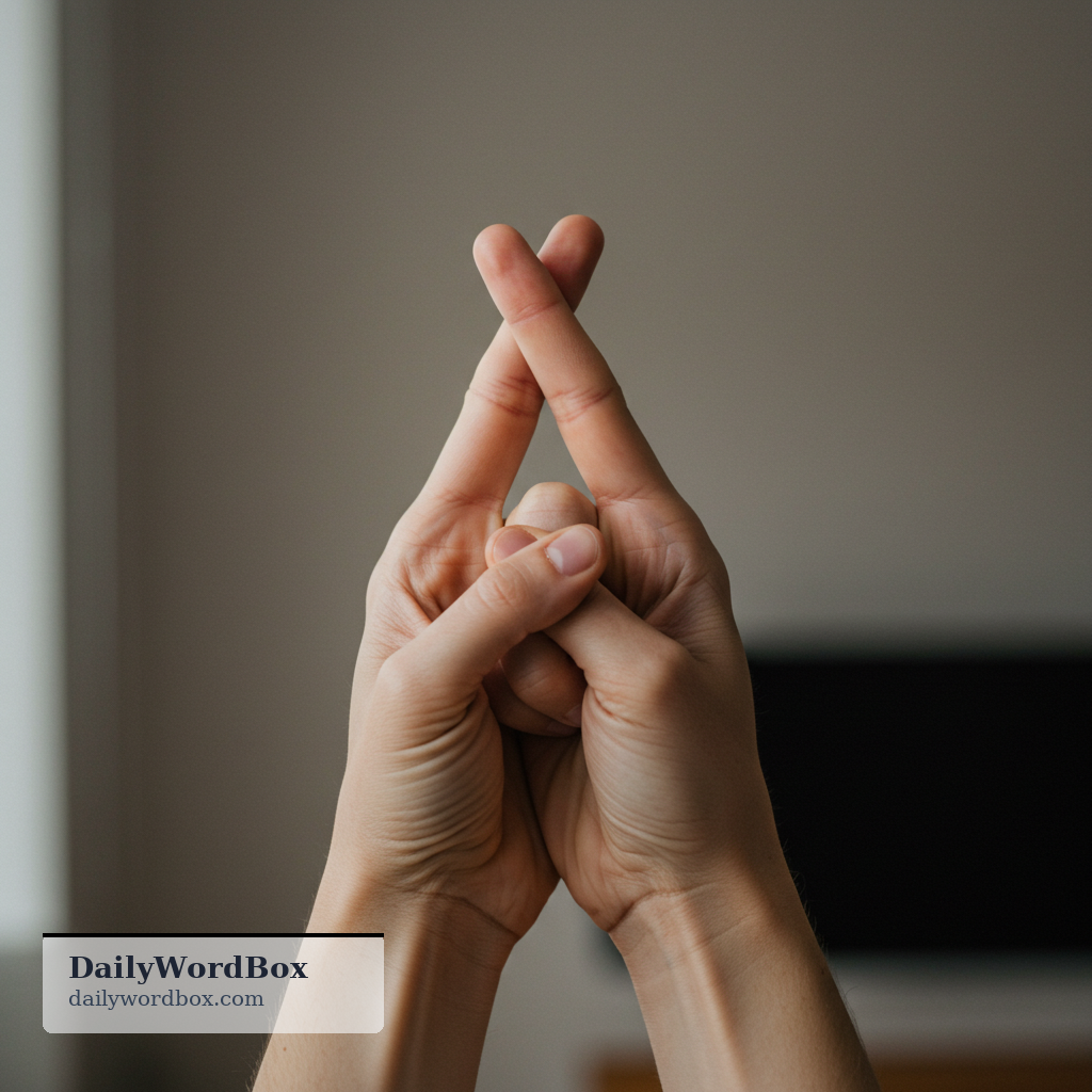 Fingers crossed.: An expression used to show hope for good luck or a positive outcome.