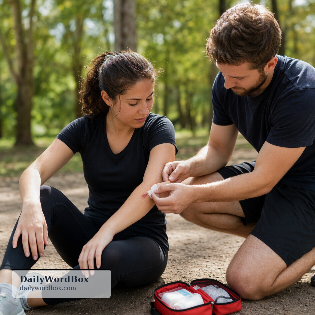 first aid: Immediate medical help given to someone who is injured or ill before full professional medical treatment is avail…