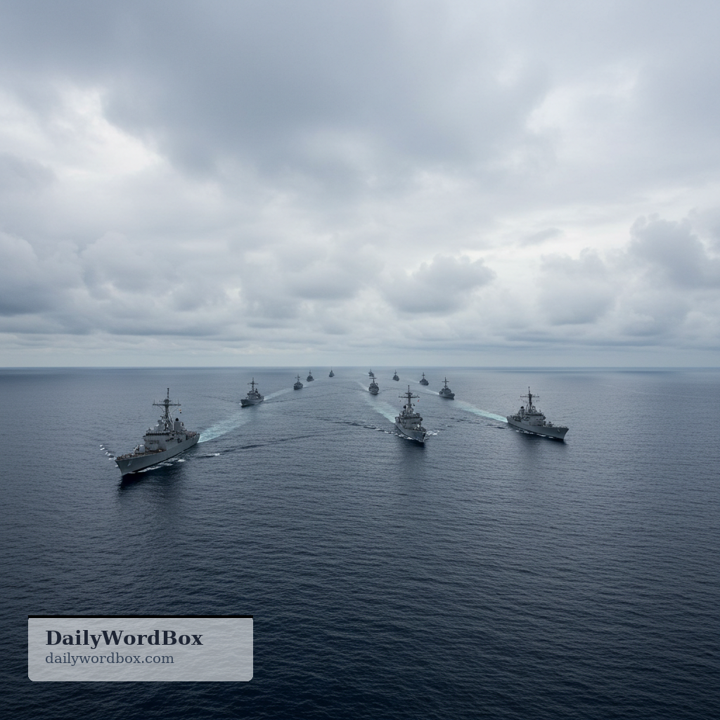 fleet: A large group of ships, especially military ships, operating together.