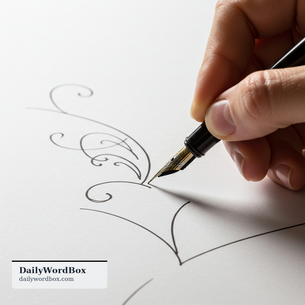 flourish: an ornate decorative feature, especially a curving embellishment in handwriting or design