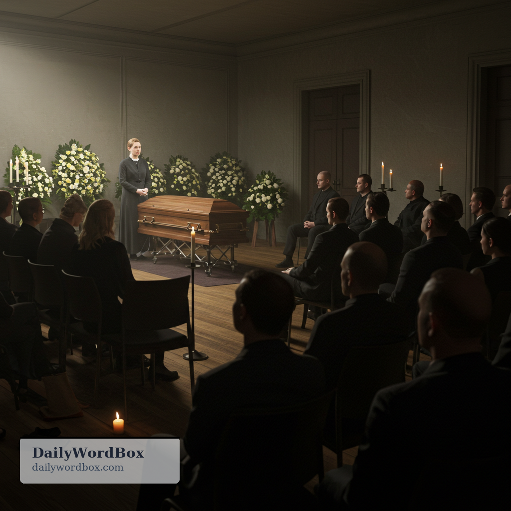 funeral: A ceremony held after someone’s death to honor them and say goodbye.