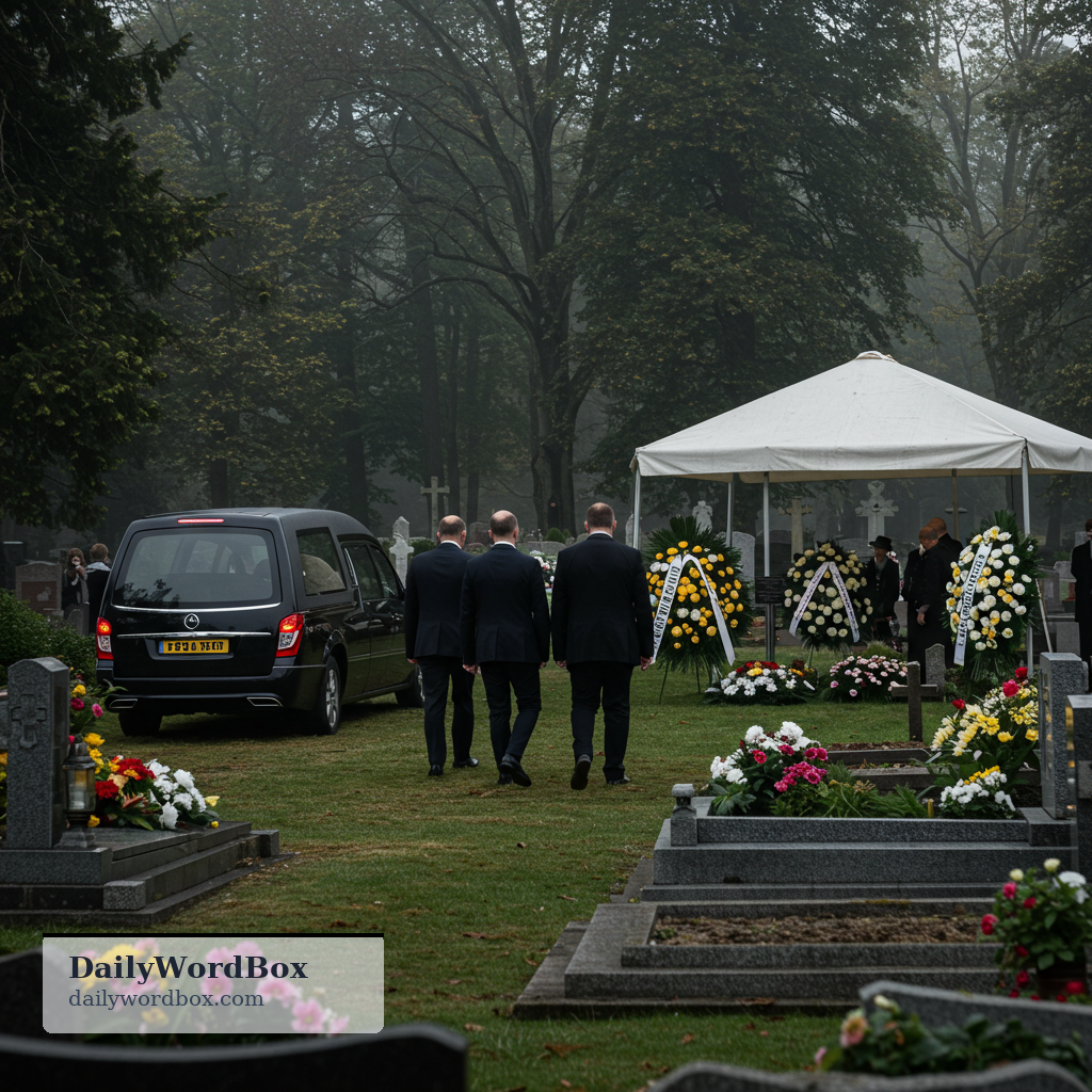 funeral: The events and services connected with burying or cremating someone who has died.