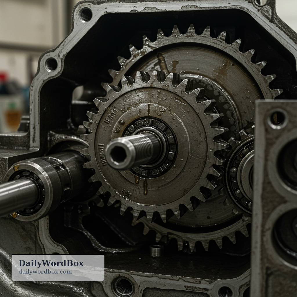 gear: a toothed wheel or set of toothed wheels in a machine that transmit motion