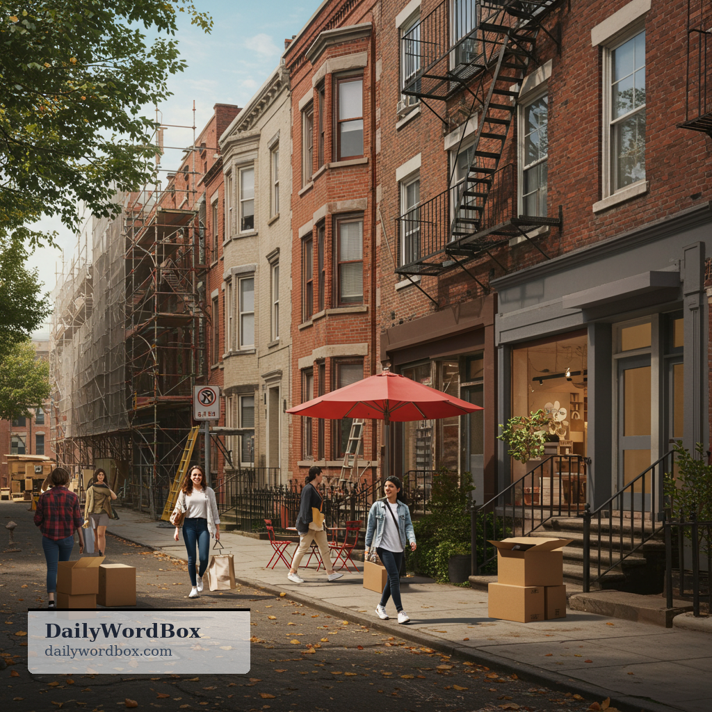 gentrify: To make a neighborhood more wealthy and fashionable, typically causing housing costs to rise.