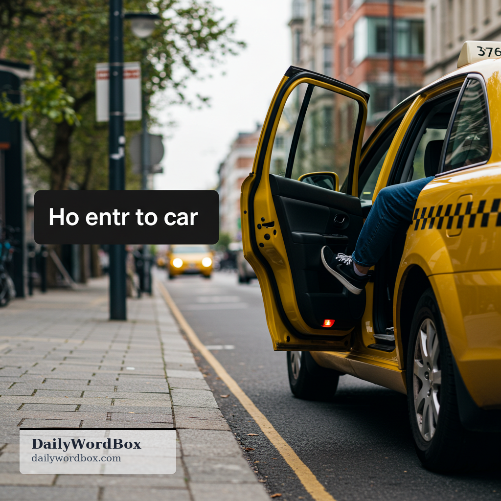 get in: to enter a car, taxi, or other vehicle