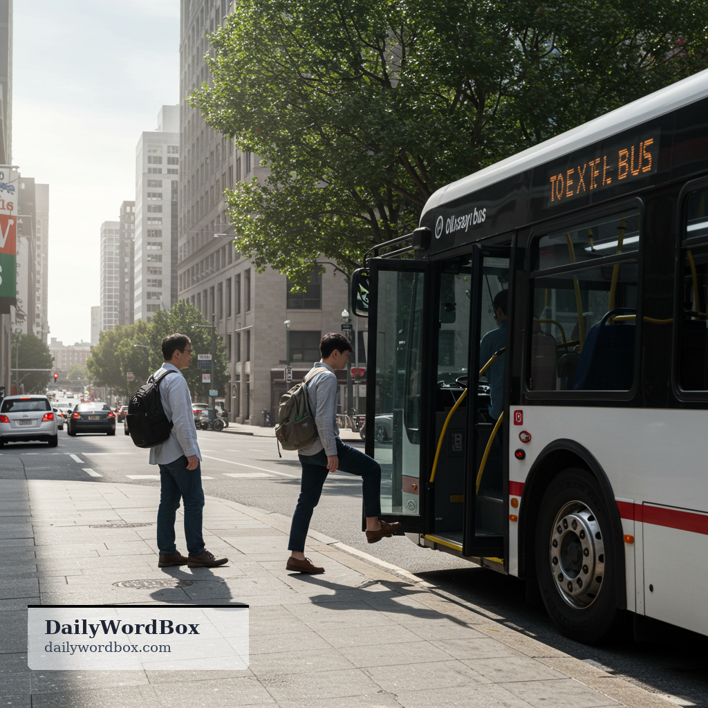 get off the bus: to leave a bus; to step down from a bus after riding it