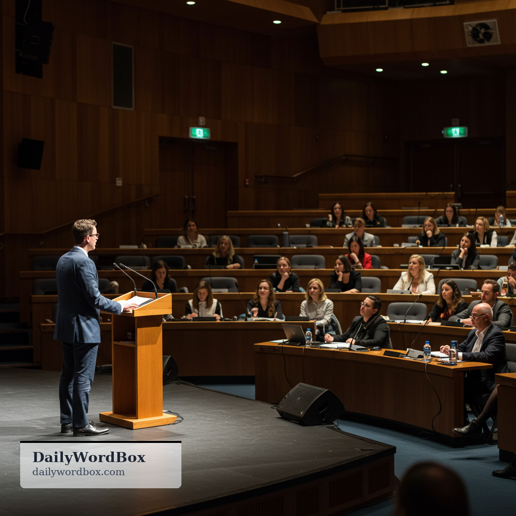 give a speech: to speak formally to an audience, usually in public