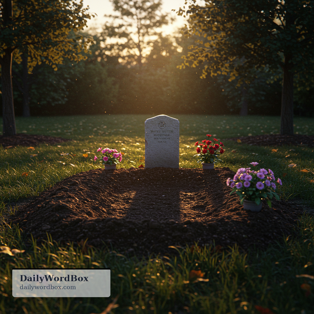 grave: A place in the ground where a dead person is buried.
